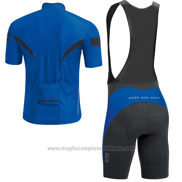 2017 Abbigliamento Ciclismo Gore Bike Wear Power Blu Manica Corta e Salopette